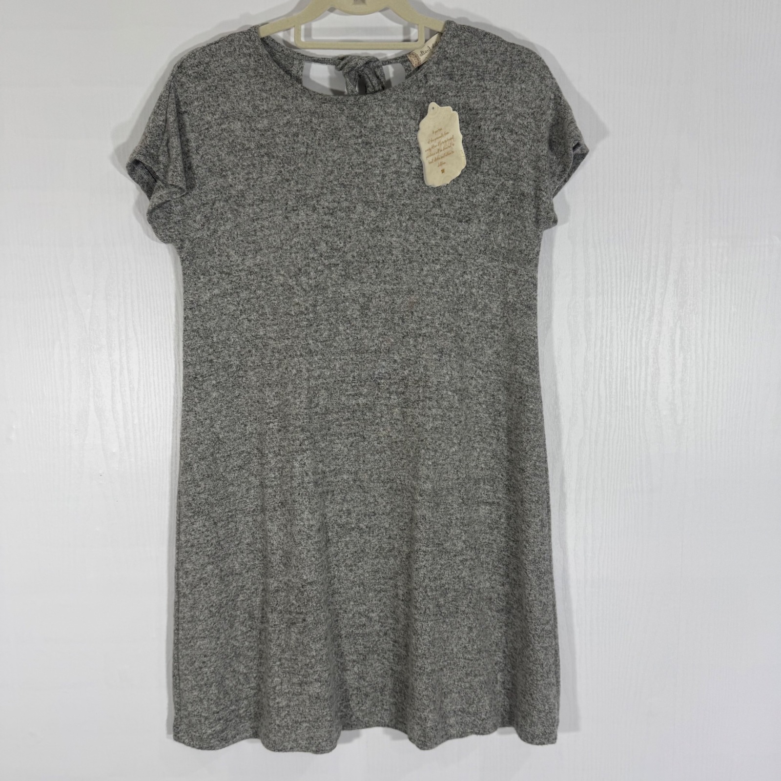 Altar'd State Women's Heather Gray Knit Tie Back Short Sleeve Casual Dress